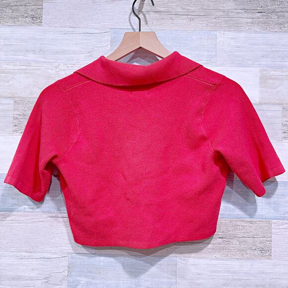 Future Collective x Jenee Naylor Cropped Knit Polo Short Sleeve Red Womens XXS - Picture 4 of 7